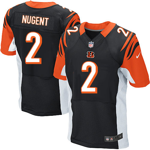 Men's Elite Mike Nugent Nike Jersey Black Home - #2 NFL Cincinnati Bengals